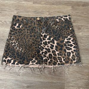 River island animal print Jean short skirt